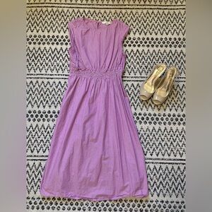 LOFT Lavender Stripe Smocked-Waist Midi Dress